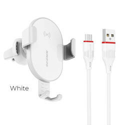 Borofone - uchwyt samochodowy z ładowarką bezprzewodową Qi 10W na kratkę nawiewu, biały (BFO-BQ5-W)