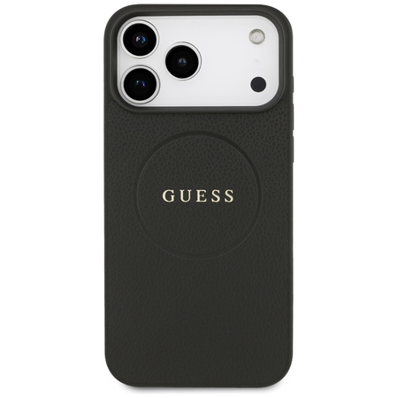 Guess Grained Ring MagSafe - Etui iPhone 17 Pro Max (czarny) (GUHMP17XPGHSMMK)
