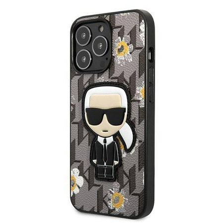 Karl Lagerfeld Iconic Karl Flower - Etui iPhone 13 Pro (szary) (KLHCP13LPMNFIK1)