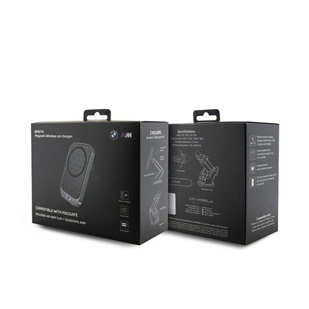 BMW MagSafe M Edition - Magnetyczny uchwyt samochodowy z ładowaniem bezprzewodowym 15W (czarny) (BMMWCCMPGPK)