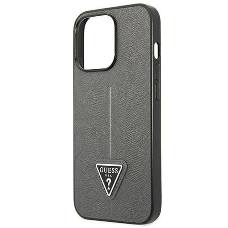Guess Saffiano Triangle Logo Case – Etui iPhone 13 Pro (srebrny) (GUHCP13LPSATLG)