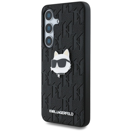 Karl Lagerfeld Leather Monogram Pin Logo Choupette Head - Etui Samsung Galaxy S25 (czarny) (KLHCS25SPGKLCHPK)