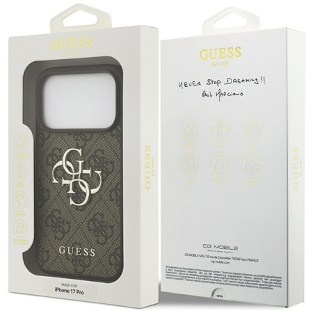 Guess 4G Big Logo - Etui iPhone 17 Pro (brązowy) (GUHCP17L4GMGBR)
