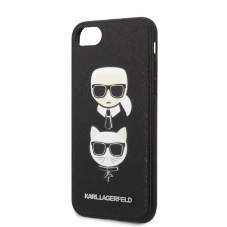 Karl Lagerfeld Saffiano Karl & Choupette Heads - Etui iPhone SE 2022 / SE 2020 / 8 / 7 (czarny) (KLHCI8SAKICKCBK)