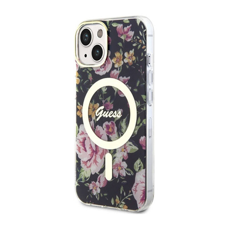Guess Flower MagSafe - Etui iPhone 14 (Czarny) (GUHMP14SHCFWSK)
