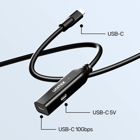 Unitek Kabel przedłużający USB-C 10 Gbps 5m, czarny (U1335ABK01)