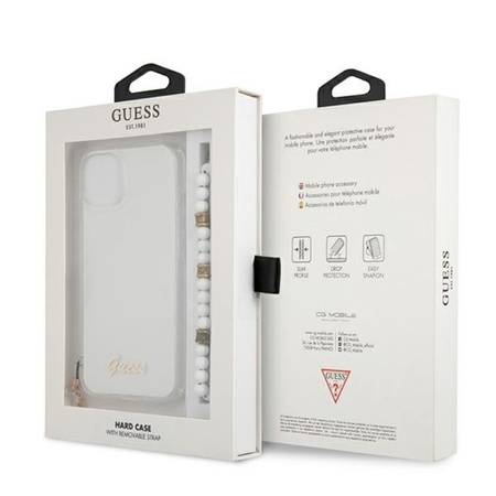 Guess White Pearl Strap - Etui iPhone 13 Mini (przezroczysty) (GUHCP13SKPSWH)