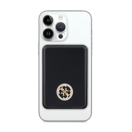 Guess 4G Strassed Metal Logo MagSafe - Power Bank indukcyjny 5000 mAh 15W MagSafe (czarny) (GUPBM5AL4DMK)