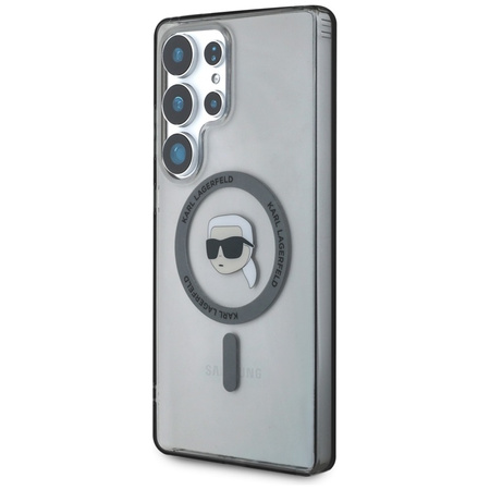 Karl Lagerfeld Button Karl Head Printed Logo MagSafe - Etui Samsung Galaxy S25 Ultra (czarny) (KLHMS25LHLSKIK)