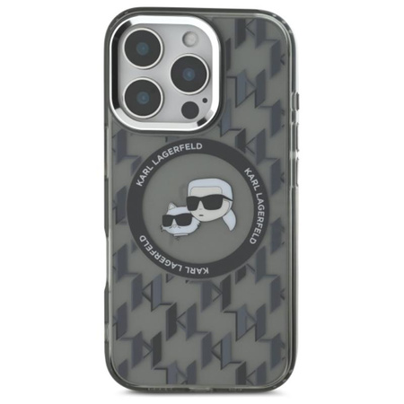 Karl Lagerfeld IML Monogram Karl & Choupette Head MagSafe - Etui iPhone 16 Pro (czarny) (KLHMP16LHMCKMHK)