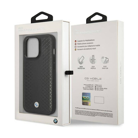 BMW Leather Diamond Pattern - Etui iPhone 14 Pro (Czarny) (BMHCP14L22RFGK)