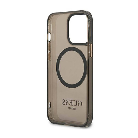 Guess Gold Outline Translucent MagSafe - Etui iPhone 13 Pro (czarny) (GUHMP13LHTCMK)