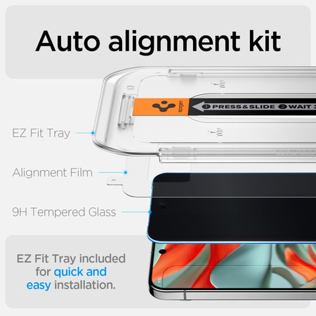 Spigen GLAS.TR EZ FIT Privacy 2-Pack - Szkło hartowane z filtrem prywatyzującym do Google Pixel 9 Pro XL 2 szt (AGL09313)