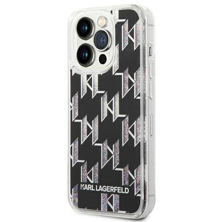 Karl Lagerfeld Monogram Liquid Glitter - Etui iPhone 14 Pro Max (czarny) (KLHCP14XLMNMK)