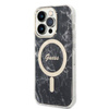 Guess Bundle Pack MagSafe IML Marble - Zestaw etui + ładowarka MagSafe iPhone 14 Pro (czarny/złoty) (GUBPP14LHMEACSK)