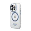 Guess Metal Outline Magsafe - Etui iPhone 14 Pro (przezroczysty / niebieski) (GUHMP14LHTRMB)