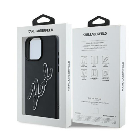 Karl Lagerfeld 3D Rubber Bicolor Signature - Etui iPhone 16 Pro (czarny) (KLHCP16L3DRKSDLK)