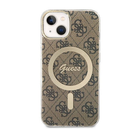 Guess 4G MagSafe - Etui iPhone 14 (Brązowy) (GUHMP14SH4STW)