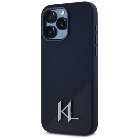 Karl Lagerfeld Silicone Shadow Metal Initial MagSafe - Etui do iPhone 15 Pro Max (czarny) (KLHMP15XSCMKMPCK)