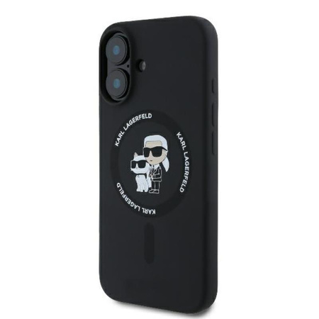 Karl Lagerfeld Silicone Karl & Choupette Ring MagSafe - Etui iPhone 16 Plus (czarny) (KLHMP16MSCMKCRHK)
