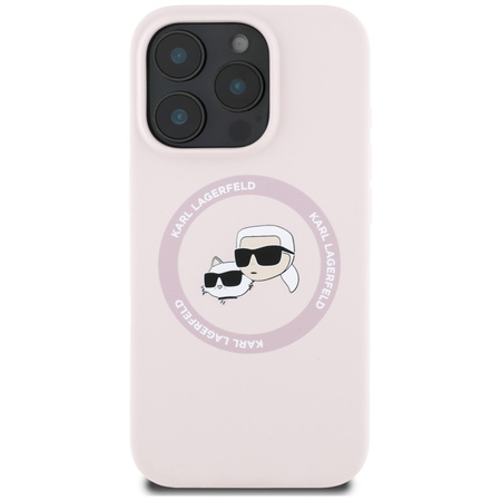 Karl Lagerfeld Silicone Double Heads And Circle MagSafe - Etui do iPhone 16 Pro Max (różowy) (KLHMP16XSKCHTCP)