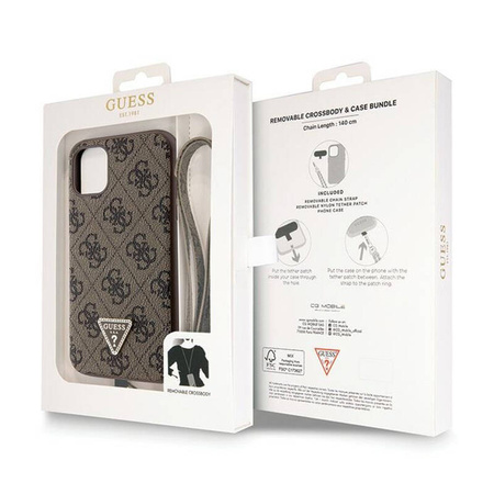 Guess Crossbody 4G Metal Logo - Etui iPhone 11 (brązowy) (GUHCN61P4TDSCPW)
