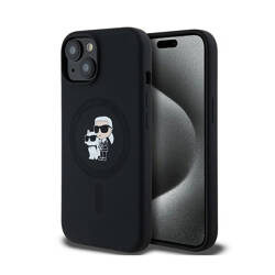 Karl Lagerfeld Silicone Karl & Choupette MagSafe - Etui iPhone 15 Plus / 14 Plus (czarny) (KLHMP15MSCMKCRHK)