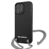 Karl Lagerfeld Leather Textured and Chain - Etui iPhone 13 Pro (czarny) (KLHCP13LPMK)