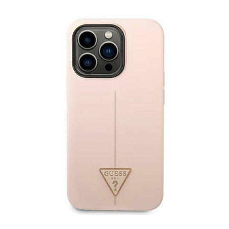 Guess Silicone Triangle Logo - Etui iPhone 14 Pro (różowy) (GUHCP14LSLTGP)