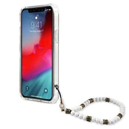 Guess White Pearl Strap - Etui iPhone 12 Pro Max (przezroczysty) (GUHCP12LKPSWH)