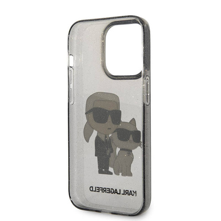 Karl Lagerfeld IML Glitter NFT Karl & Choupette - Etui iPhone 14 Pro (czarny) (KLHCP14LHNKCTGK)