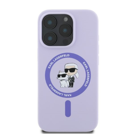 Karl Lagerfeld Silicone Karl & Choupette Ring MagSafe - Etui iPhone 16 Pro Max (fioletowy) (KLHMP16XSCMKCRHU)