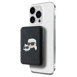 Karl Lagerfeld Karl & Choupette Head Pin MagSafe - Power Bank indukcyjny 5000 mAh 15W (czarny) (KLPB5FPGKSKCHK)