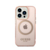 Guess Gold Outline Translucent MagSafe - Etui iPhone 14 Pro (różowy) (GUHMP14LHTCMP)