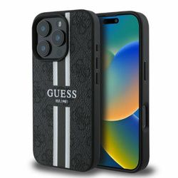 Guess 4G Printed Stripes MagSafe - Etui iPhone 16 Pro Max (czarny) (GUHMP16XP4RPSK)