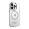 Guess Metal Outline MagSafe - Etui iPhone 14 Pro Max (przezroczysty / srebrny) (GUHMP14XHTRMS)