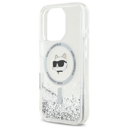 Karl Lagerfeld Liquid Glitter Choupette Head MagSafe - Etui iPhone 16 Pro (przezroczysty) (KLHMP16LLGCHSGH)