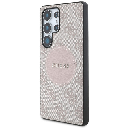 Guess 4G Round Patch Classic Logo MagSafe - Etui do Samsung Galaxy S25 Ultra (różowy) (GUHMS25LP4PGRSGP)