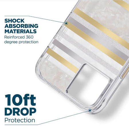 Case-Mate Pearl Stripes MagSafe - Etui iPhone 14 / iPhone 13 zdobione masą perłową (Pearl Stripes) (CM049180)