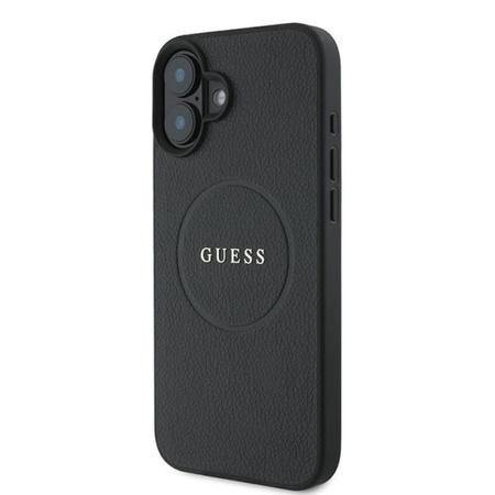 Guess Grained Ring MagSafe - Etui iPhone 16 Plus (czarny) (GUHMP16MPGHSMMK)
