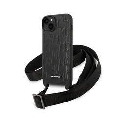 Karl Lagerfeld Monogram Plaque Logo Strap - Etui iPhone 14 Plus (czarny) (KLHCP14MSTMMK)