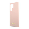 Guess Silicone Script Metal Logo - Etui Samsung Galaxy S23 Ultra (różowy) (GUHCS23LLSLMGPP)