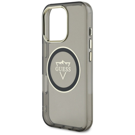 Guess IML Metal Mountain Logo MagSafe - Etui do iPhone 16 Pro Max (czarny) (GUHMP16XHFGTMSLSK)