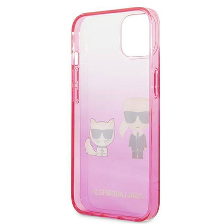 Karl Lagerfeld Gradient Ikonik Karl & Choupette - Etui iPhone 13 mini (różowy) (KLHCP13STGKCP)