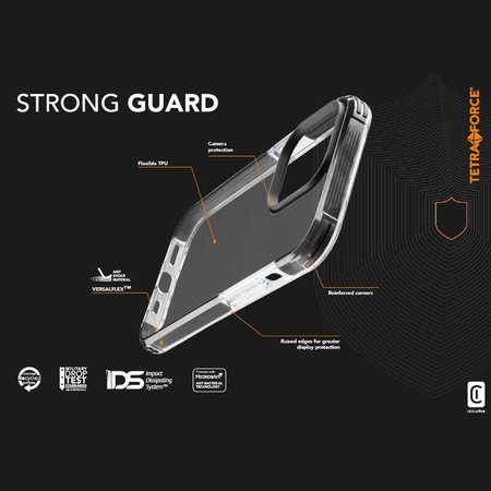 Cellularline Tetra Force Strong Guard - Etui iPhone 15 Pro z powłoką MICROBAN (przezroczysty) (TETRACIPH15PROT)