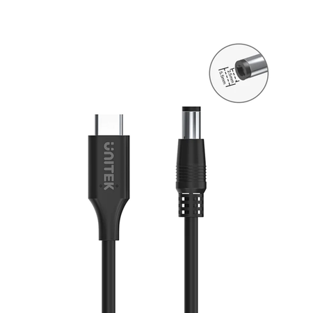 Kabel zasilający do laptopa 65W USB-C - DC5,5mm - czarny (C14116BK-1.8M)