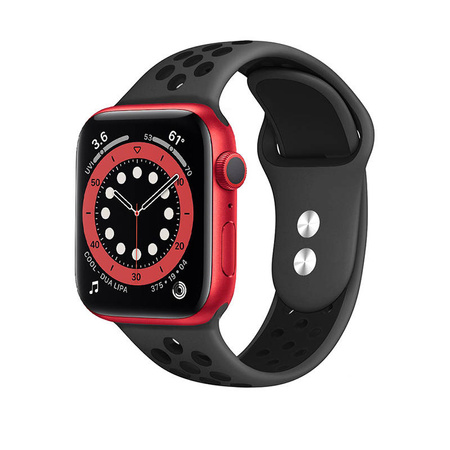 Crong Duo Sport - Pasek do Apple Watch 38/40/41/42 mm (szary/czarny) (CRG-40DSB-BLK)