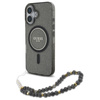 Guess IML Glitter With Pearl Strap MagSafe - Etui iPhone 16 (czarny) (GUHMP16SHGCRELSK)