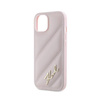 Karl Lagerfeld Diagonal Quilted Script - Etui iPhone 15 / 14 / 13 (różowy) (KLHCP15SPQDSMGP)
