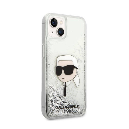 Karl Lagerfeld Liquid Glitter NFT Karl's Head - Etui iPhone 14 Plus (srebrny) (KLHCP14MLNKHCH)